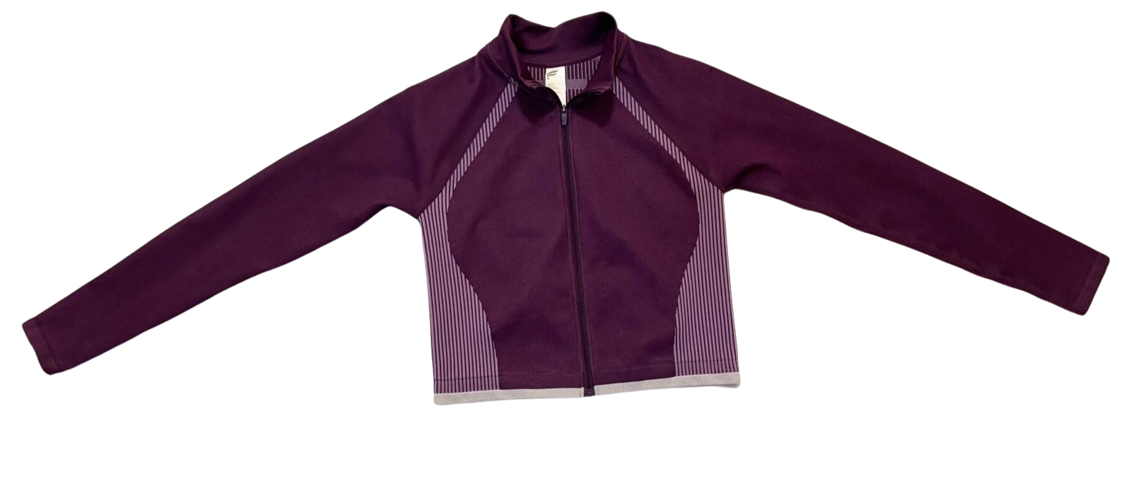 fabletics purple zip-up cropped jacket