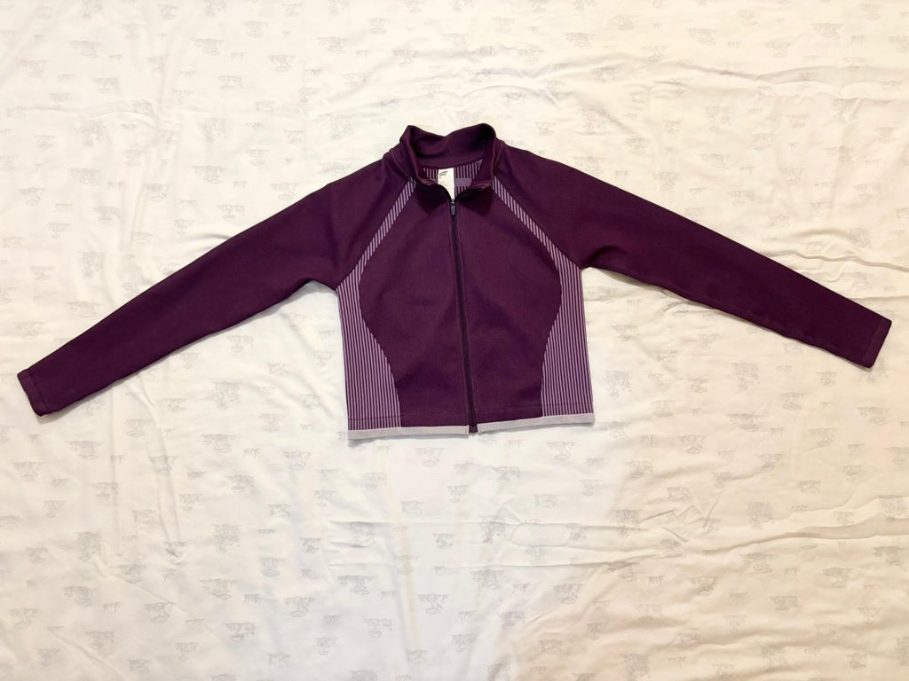 fabletics purple zip-up cropped jacket