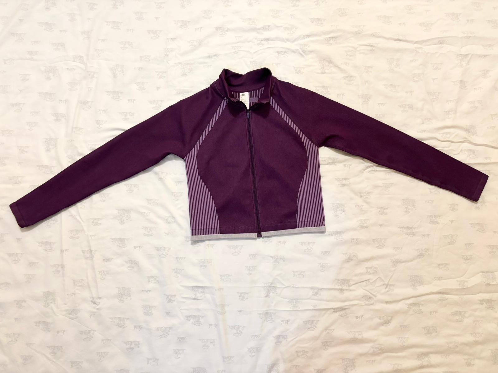 fabletics purple zip-up cropped jacket