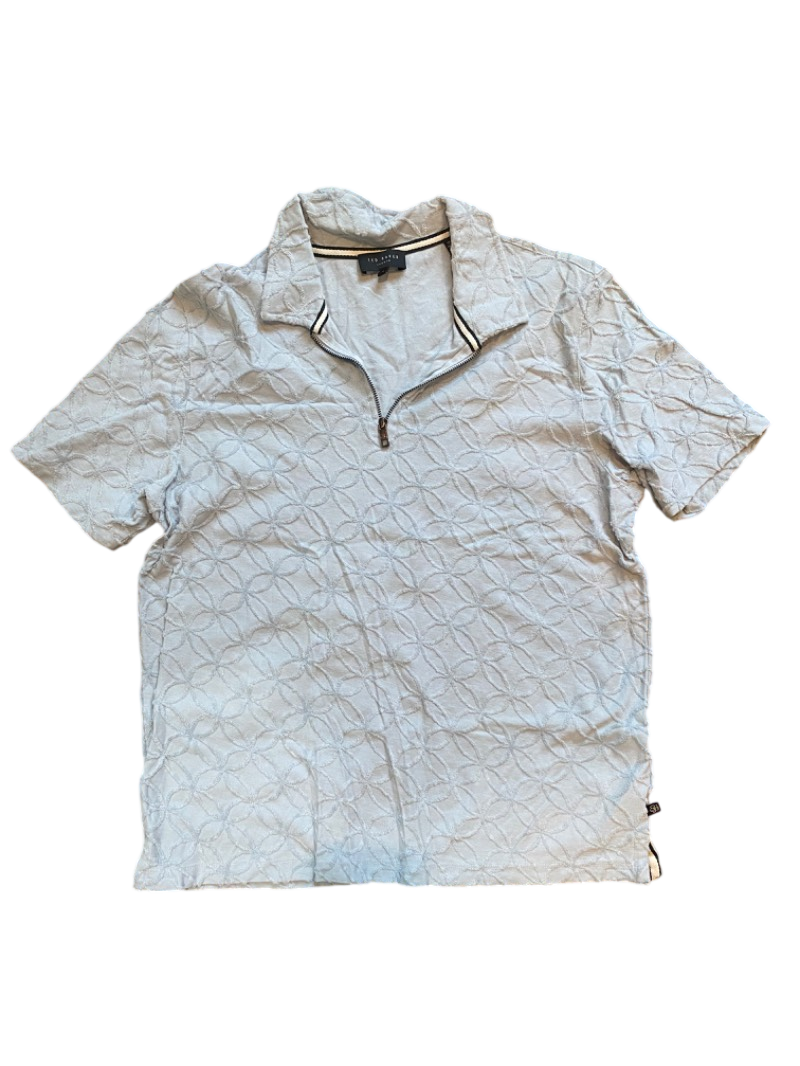 textured zip polo shirt