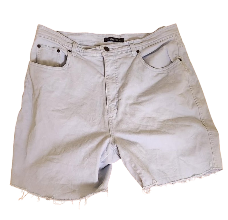 distressed light wash denim shorts