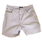 distressed light wash denim shorts