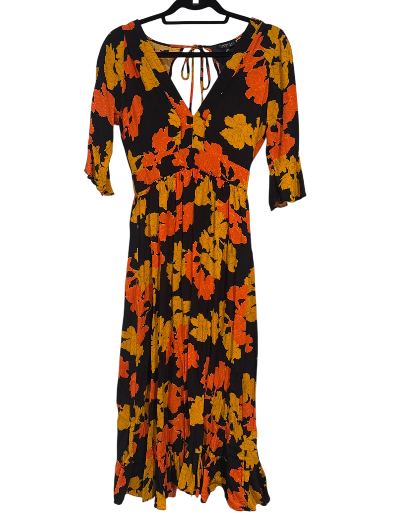 autumn floral print full length dress