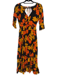 autumn floral print full length dress