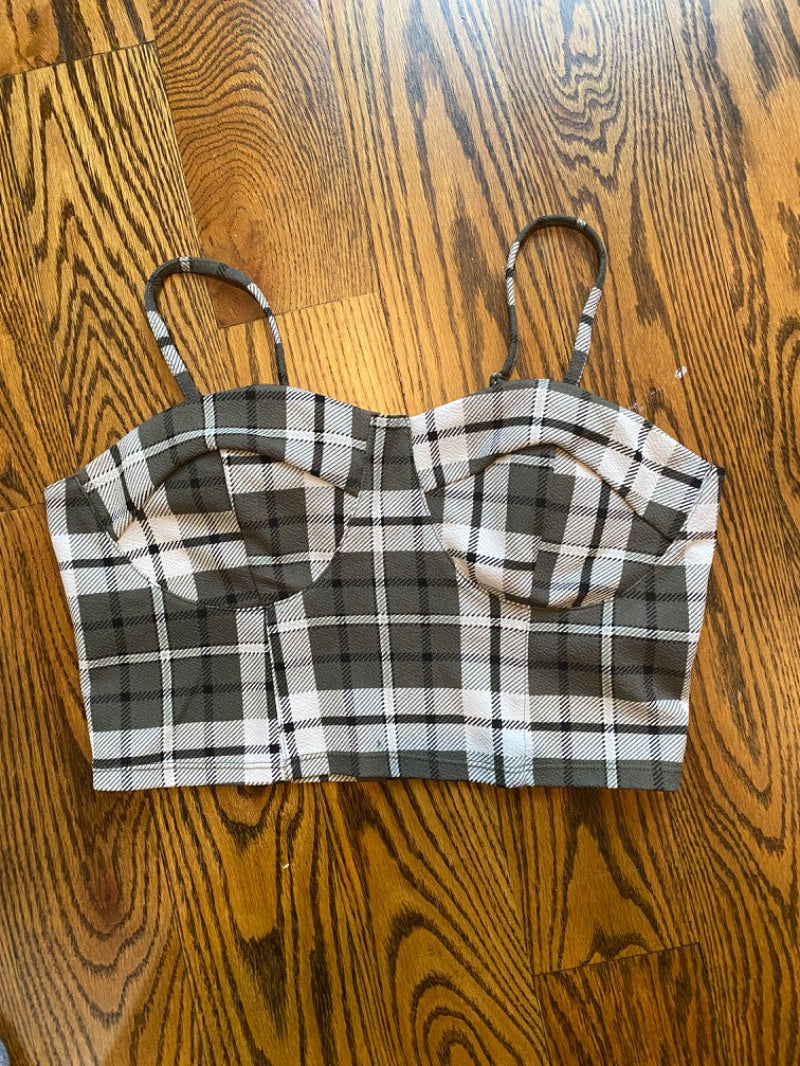 plaid crop top spaghetti straps
