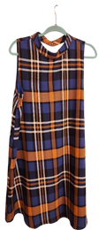 plaid mock neck sleeveless dress