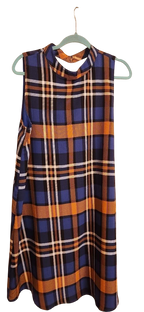 plaid mock neck sleeveless dress