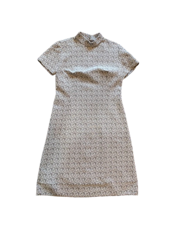 patterned textured short sleeve vintage dress