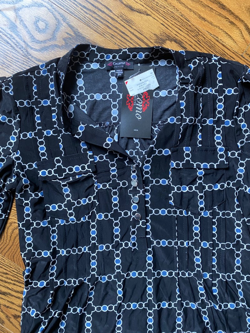 patterned long sleeve blouse with tags