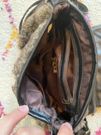 y2k textured faux fur brown bag