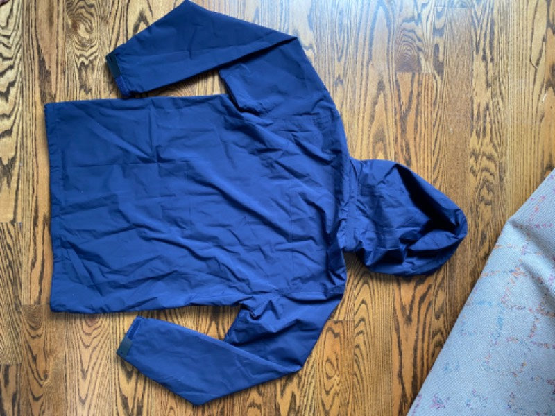 waterproof hooded navy jacket