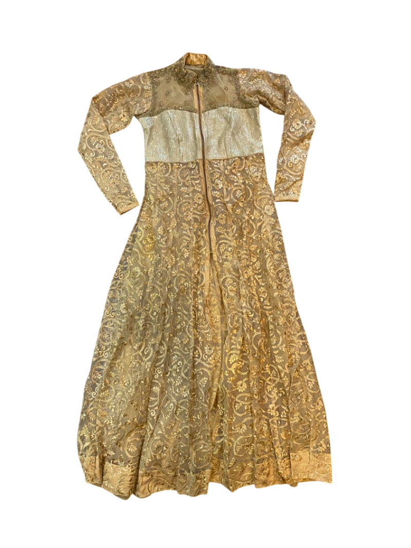 desi wedding heavily embroidered long gold jacket