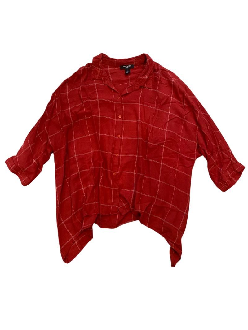 rodeo time! patterned button-up blouse red