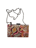 paisley print clutch bag with chain