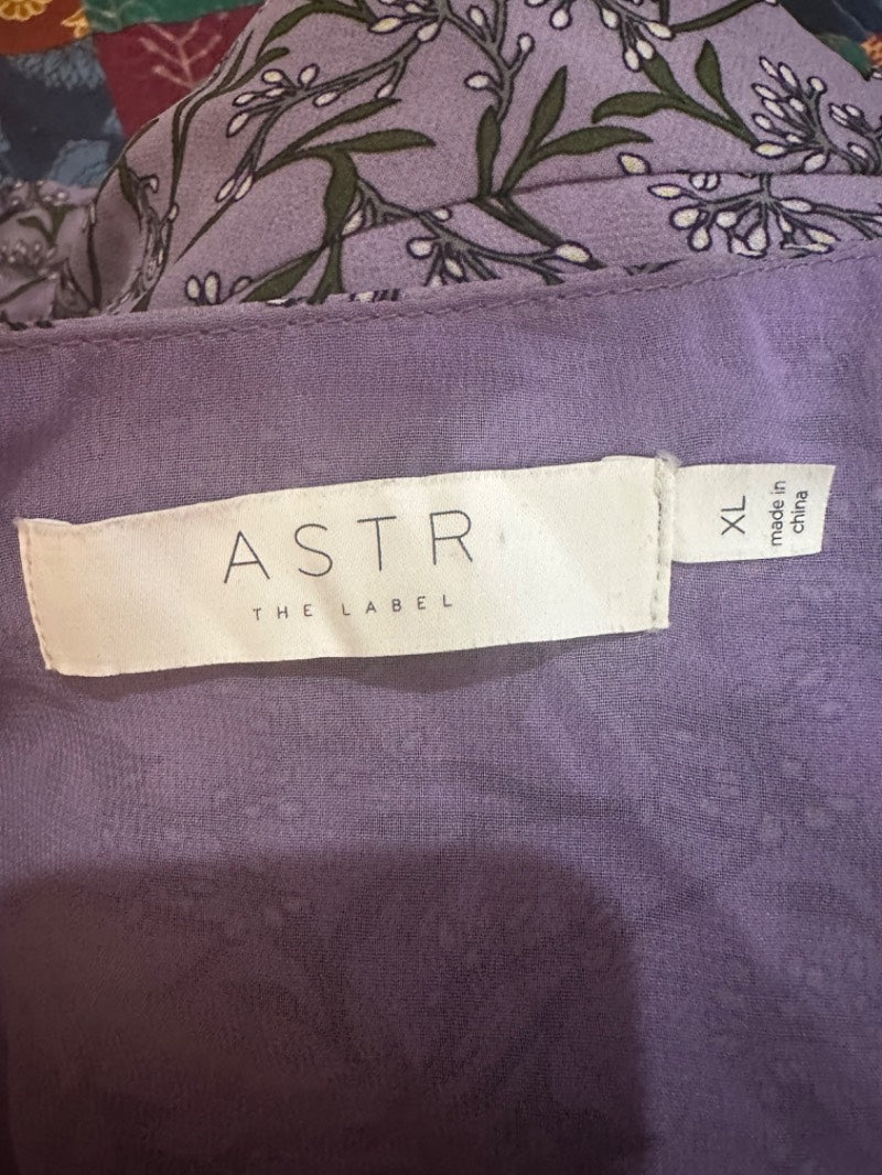 purple floral pattern wrap top