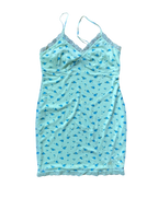 floral lace trim slip dress with recycled materials