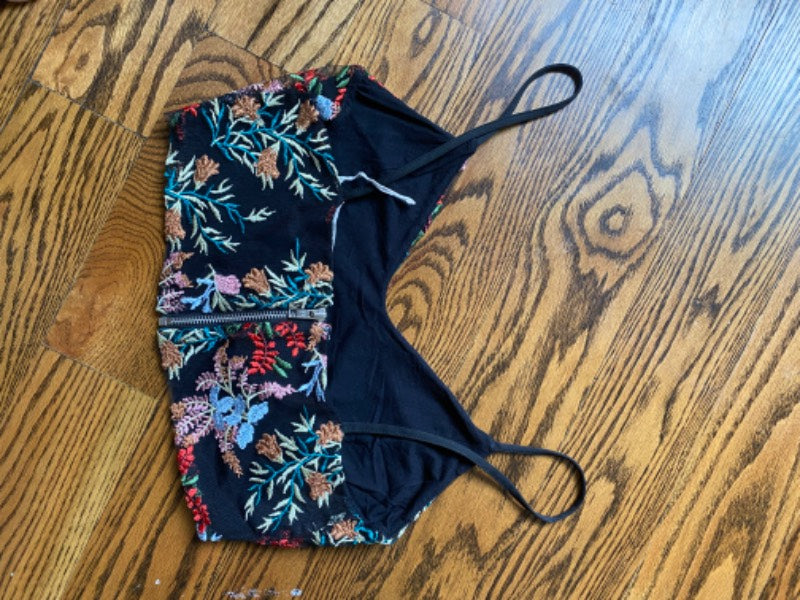 embroidered floral micro crop top
