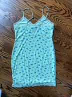 floral lace trim slip dress with recycled materials