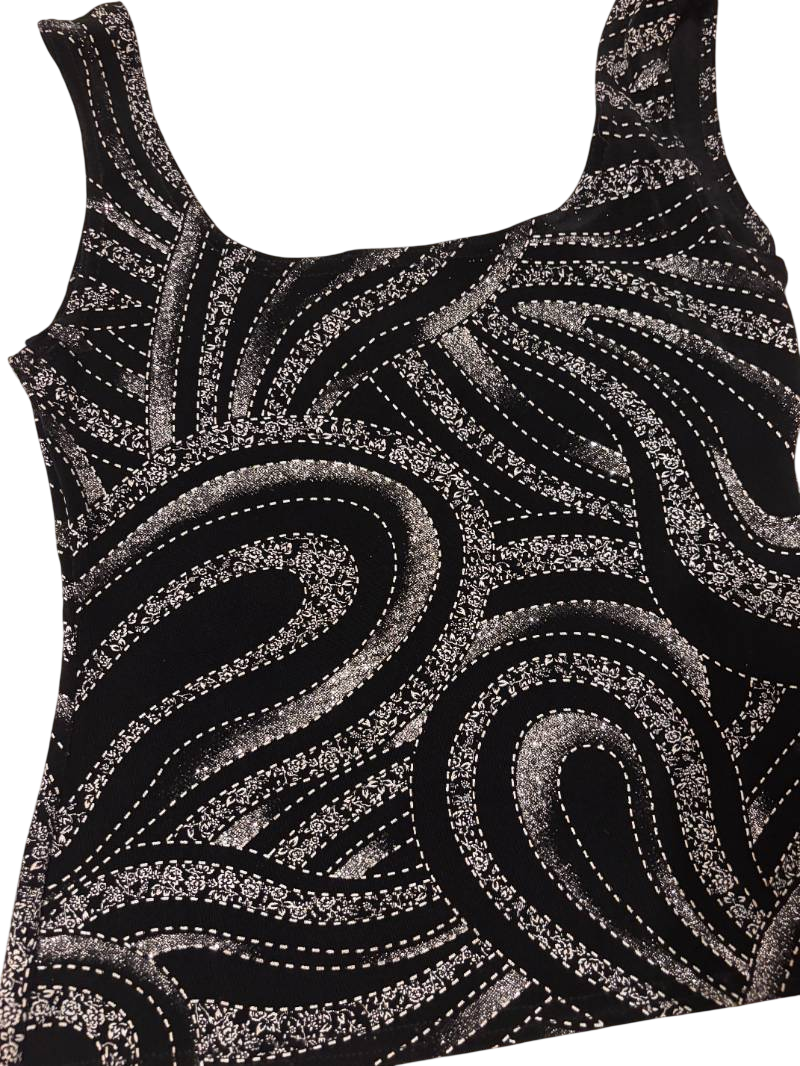 vintage y2k geometric print tank top black