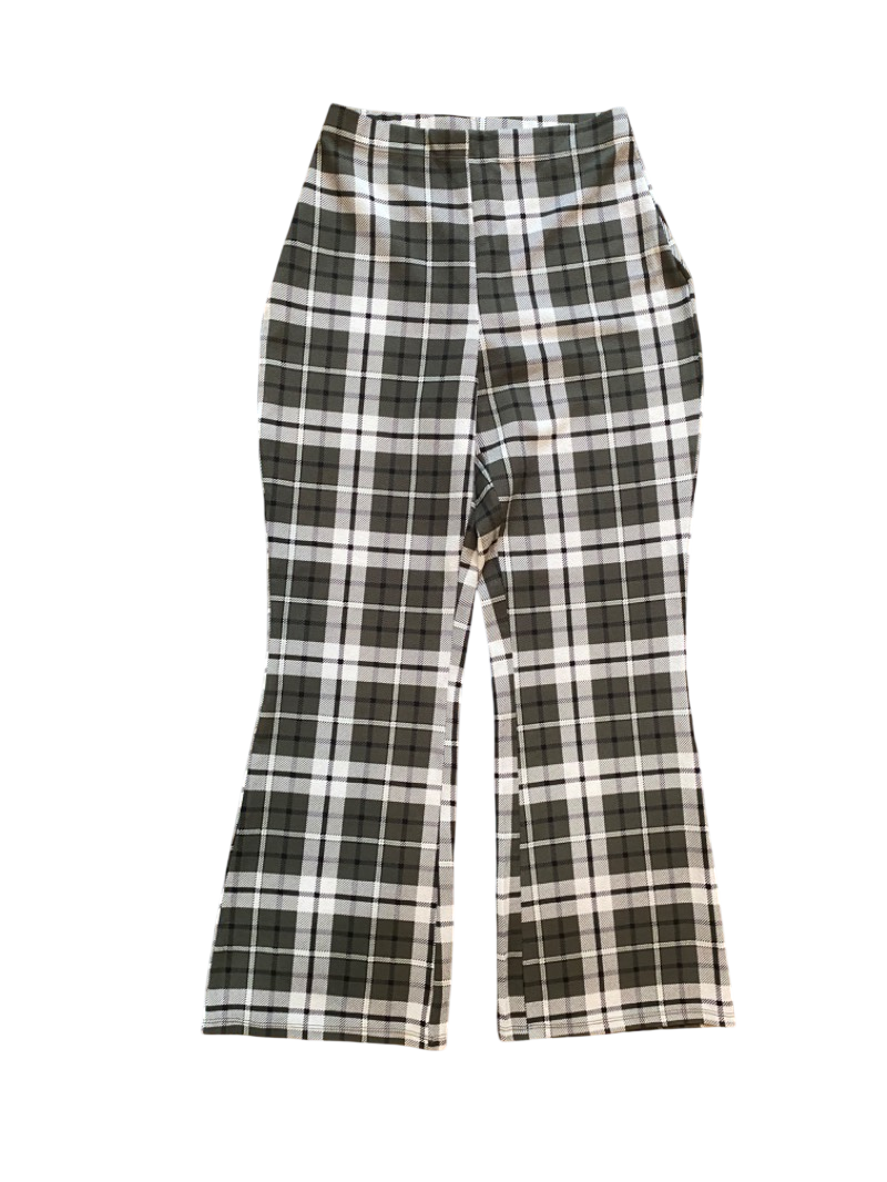 plaid wide-leg trousers