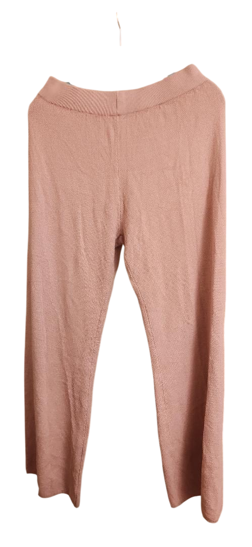 textured blush knit lounge pants