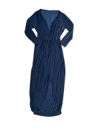 draped long sleeve black maxi dress