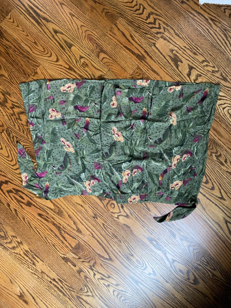 green floral print wrap skirt
