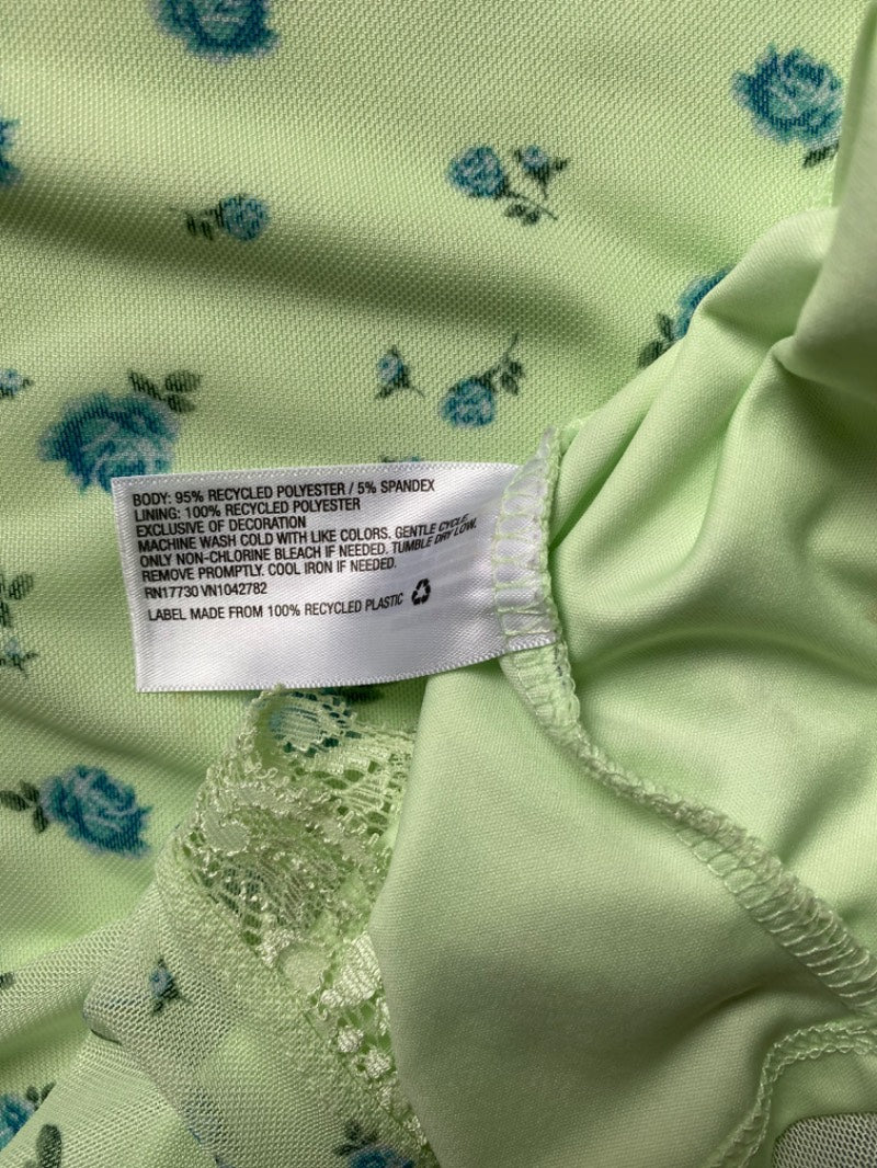 floral lace trim slip dress with recycled materials