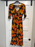 autumn floral print full length dress