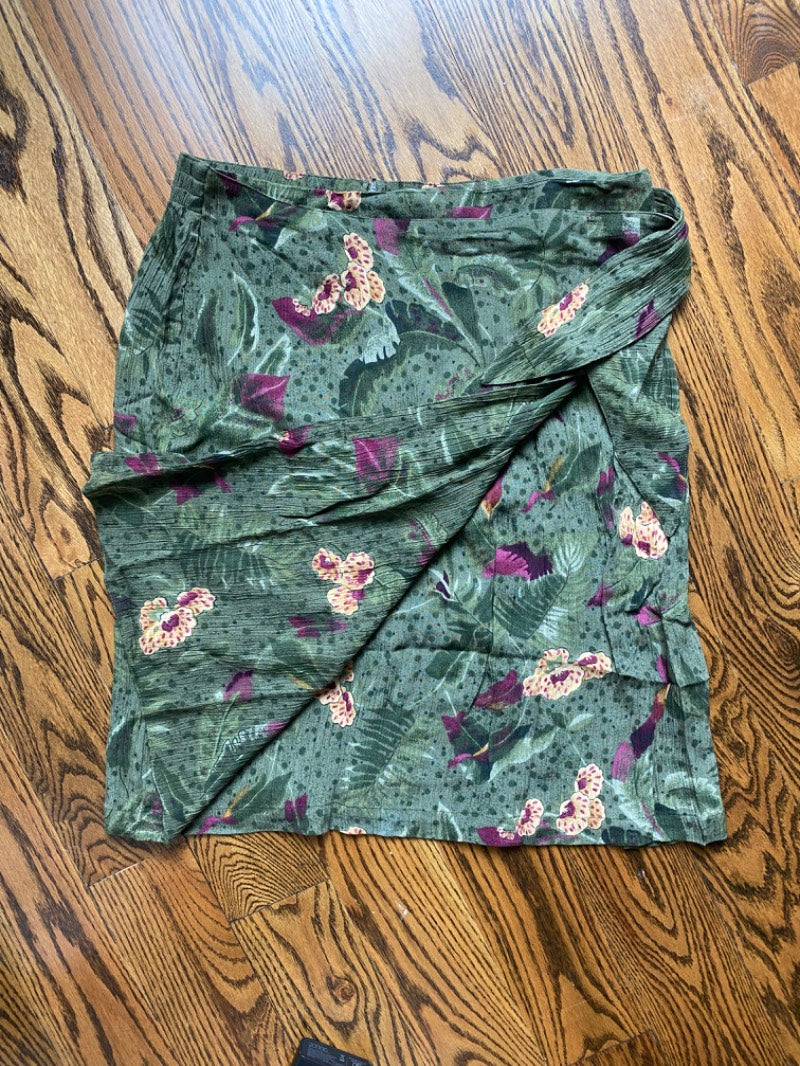 green floral print wrap skirt
