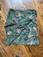 green floral print wrap skirt