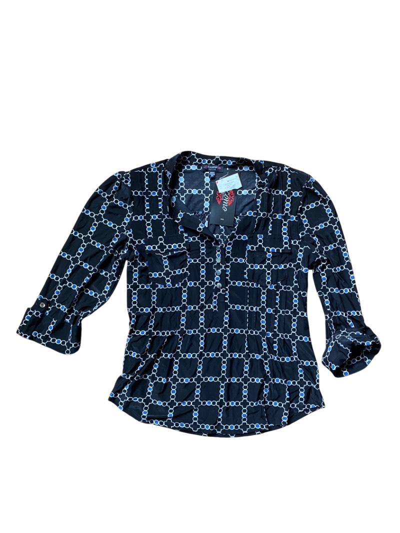 patterned long sleeve blouse with tags