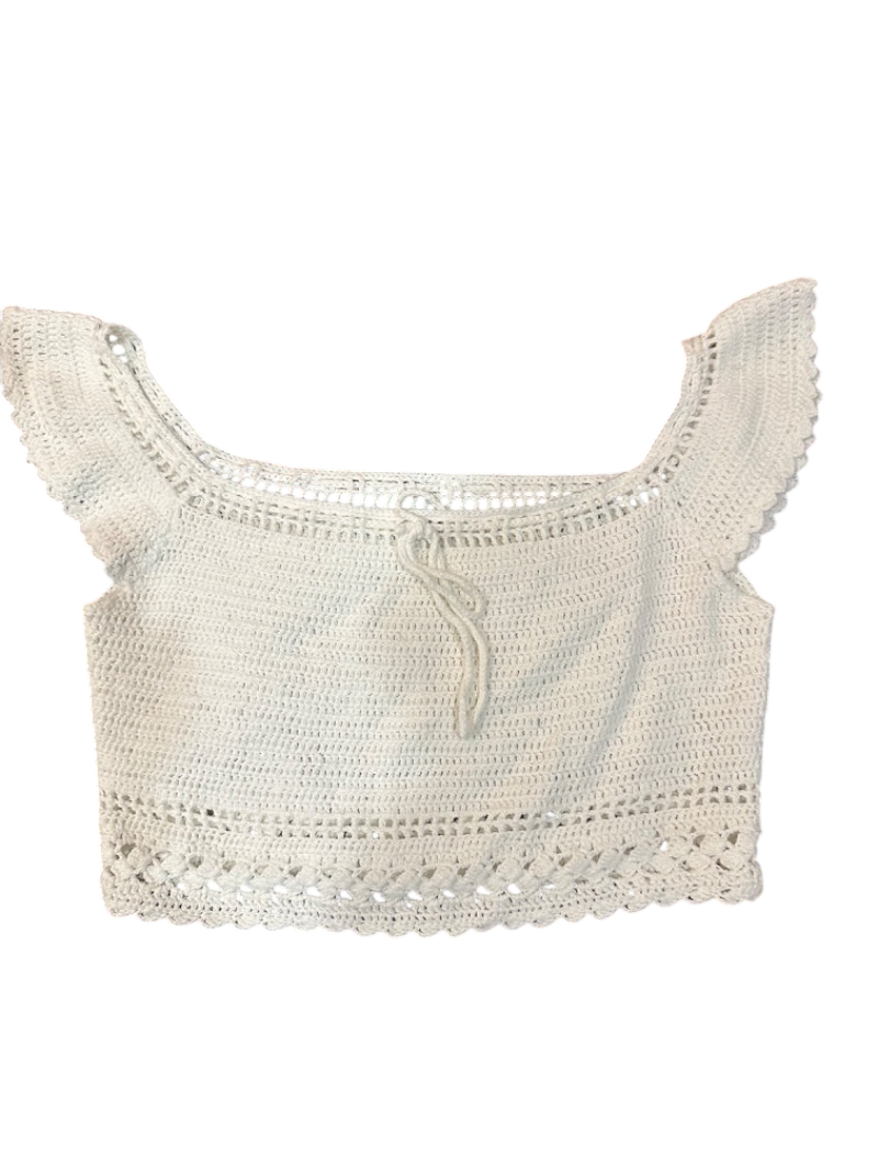 crochet ivory lace crop top