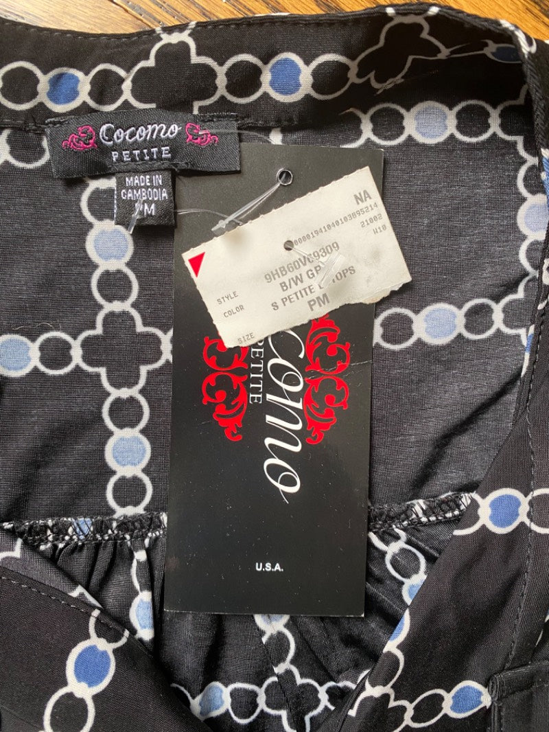 patterned long sleeve blouse with tags