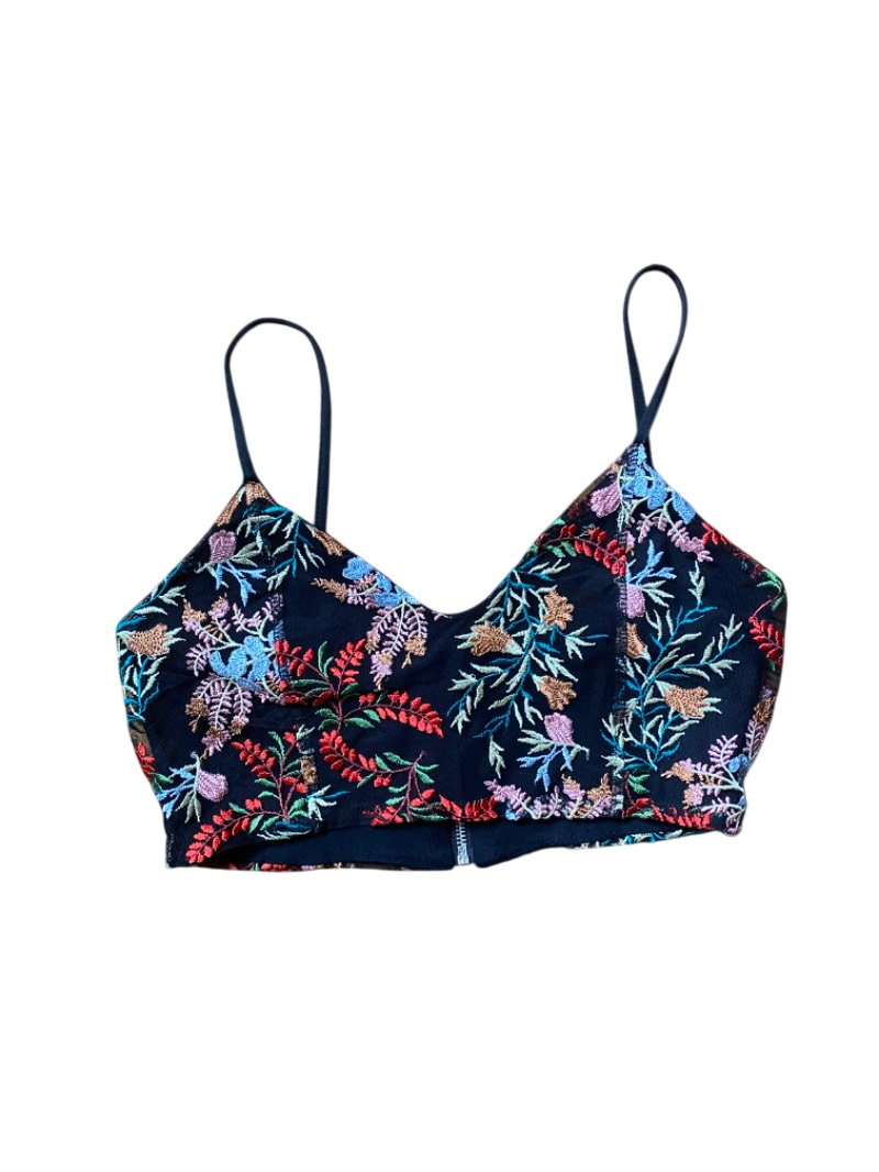 embroidered floral micro crop top