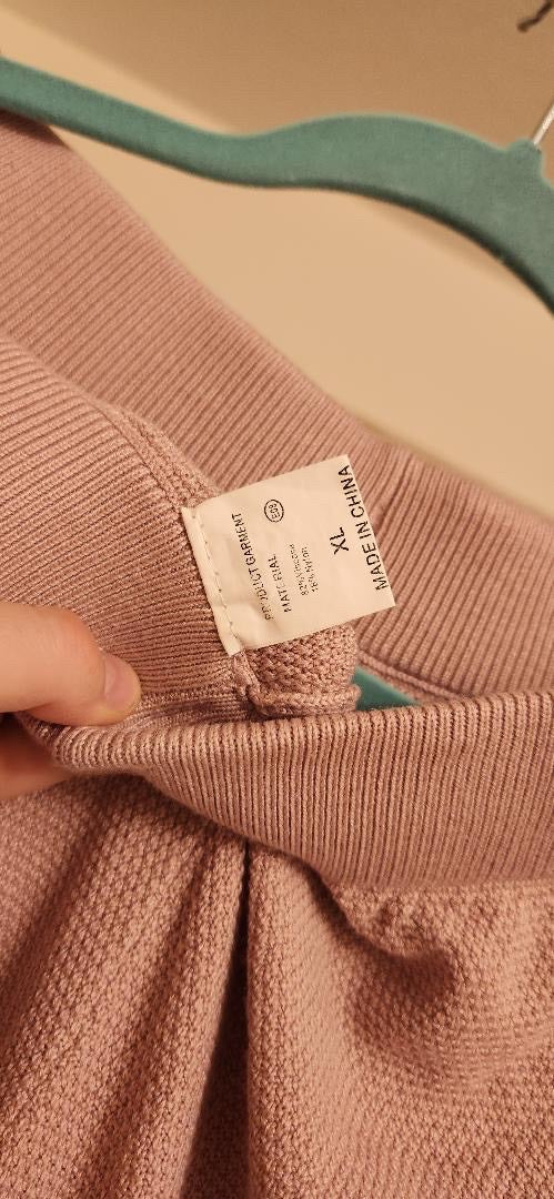 textured blush knit lounge pants