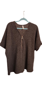 textured zippered loose dark gray top