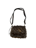 y2k textured faux fur brown bag