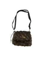 y2k textured faux fur brown bag