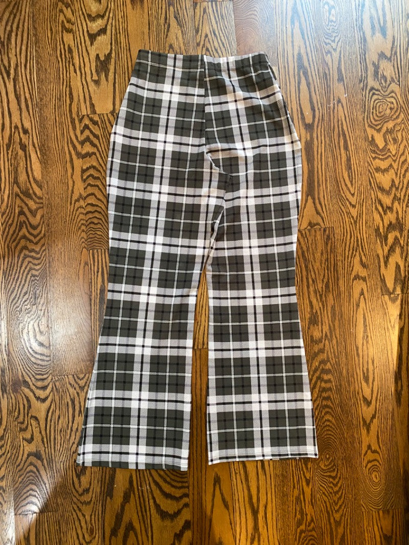 plaid wide-leg trousers