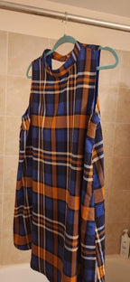 plaid mock neck sleeveless dress