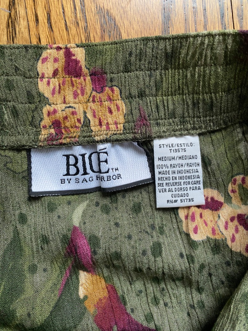 green floral print wrap skirt