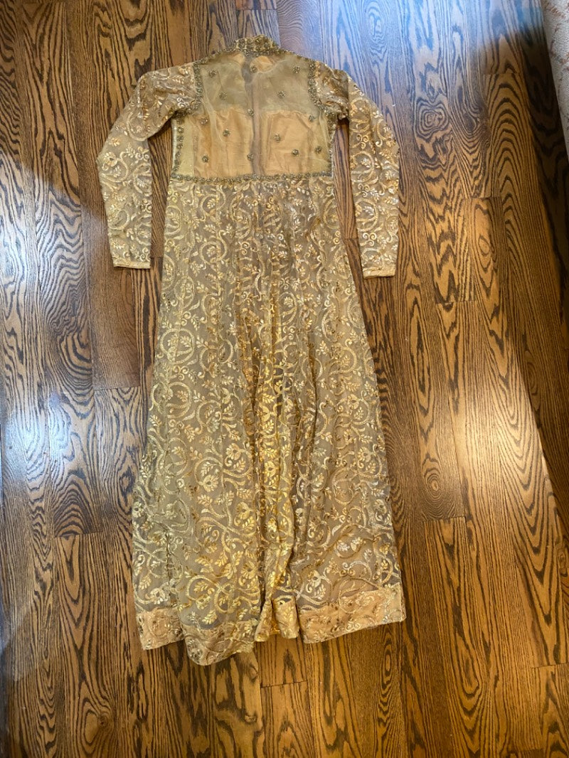 desi wedding heavily embroidered long gold jacket