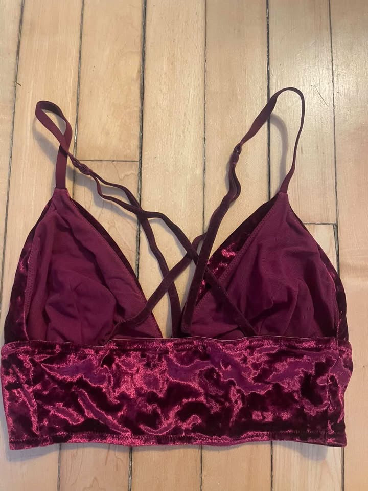 velvet lace-up bandeau top