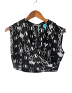 handmade black and white ikat wrap crop top