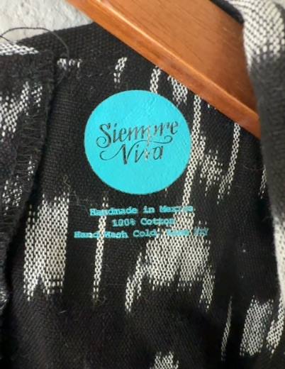 handmade black and white ikat wrap crop top