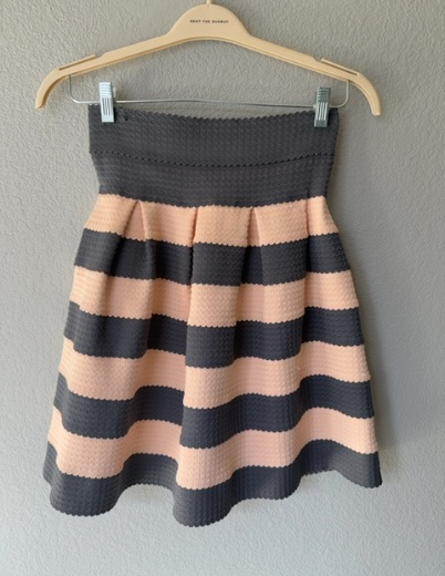 grey and peach striped skirt
