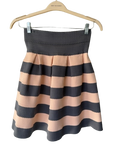 grey and peach striped skirt