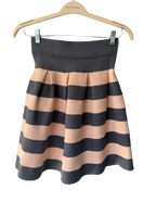 grey and peach striped skirt