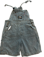 light wash denim overall shorts